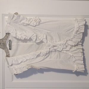 Ruffian Designer Sample White Ruffled Blouse Small 2012 2013